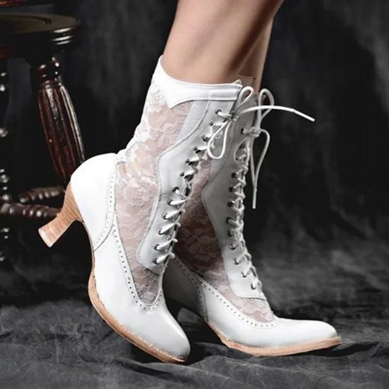 Victorian White Boots Stylish