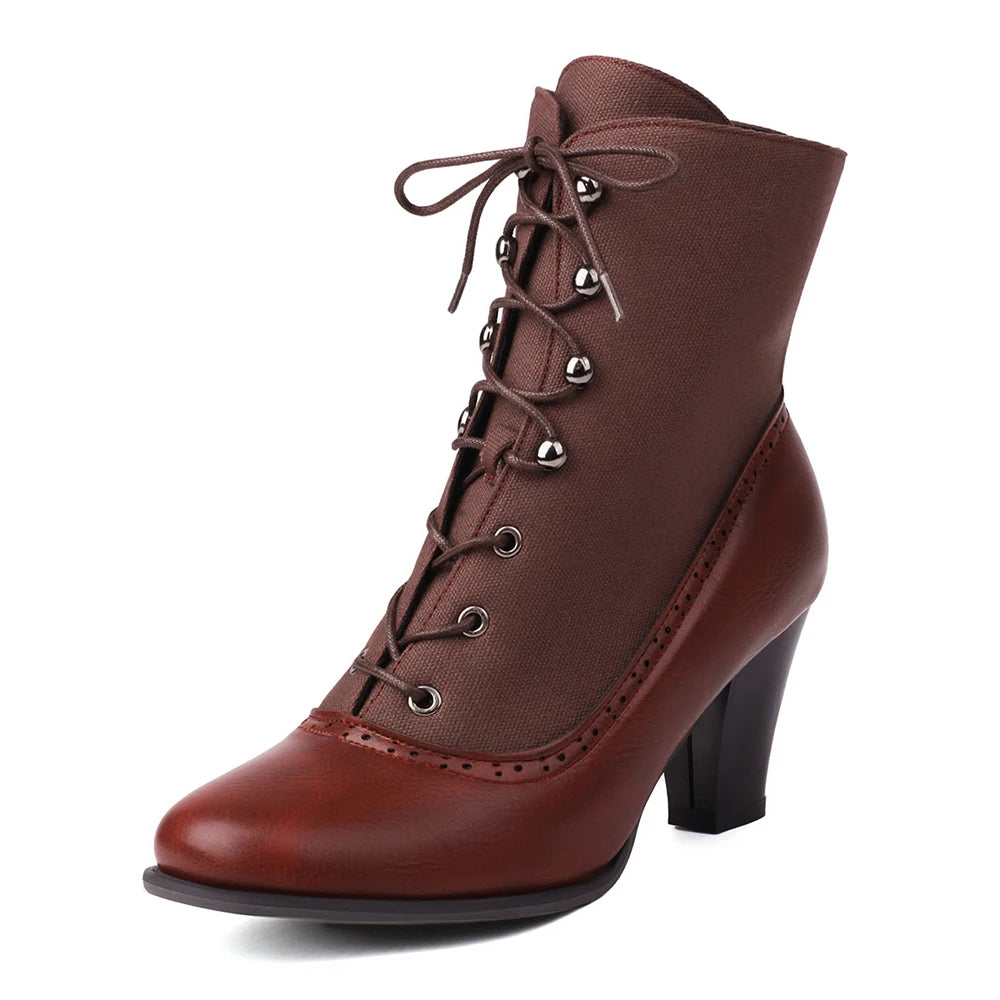Victorian round-toe steampunk boots classic design