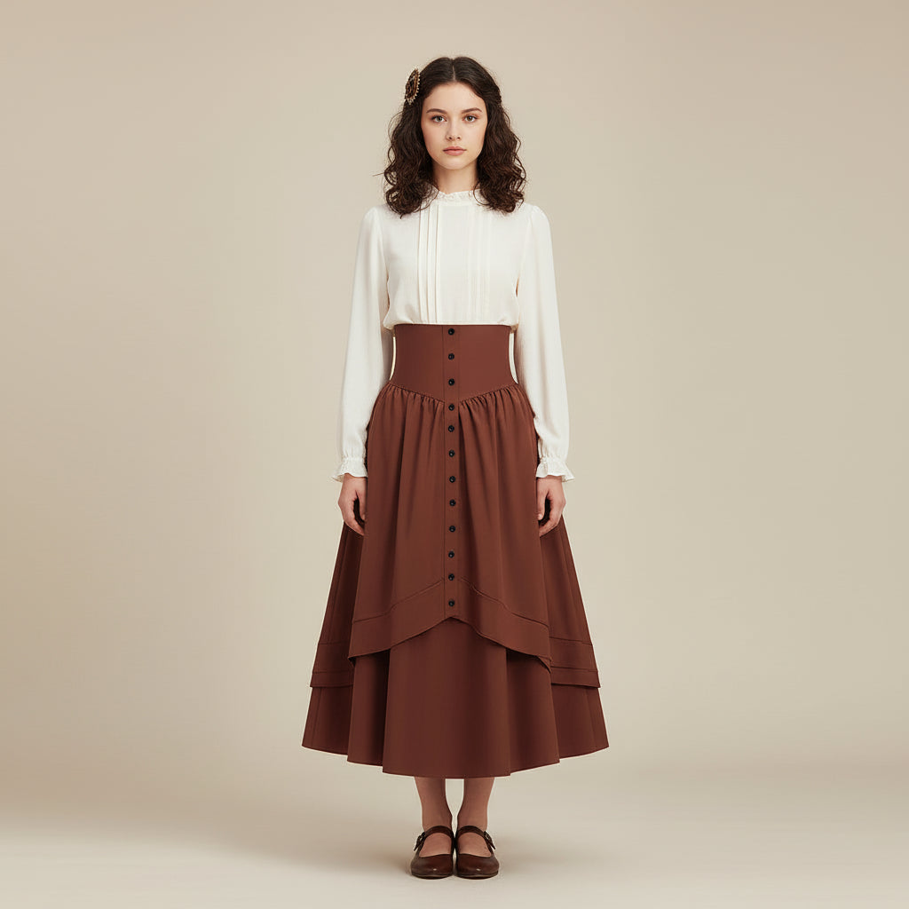 Victorian steampunk buttoned skirt