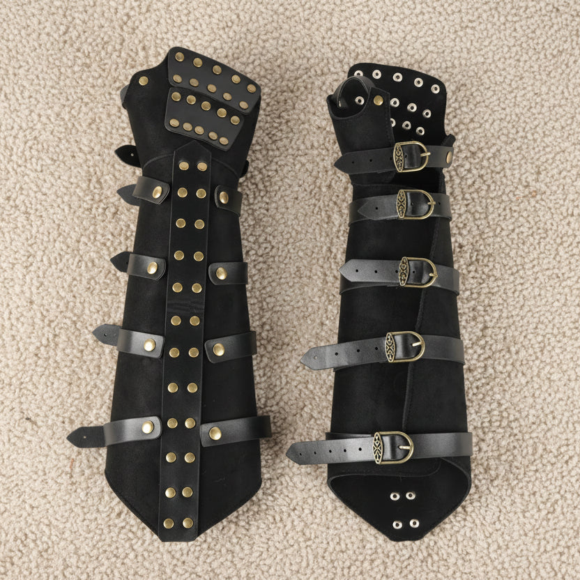 Viking Leather Rivet Arm Guards Steampunk