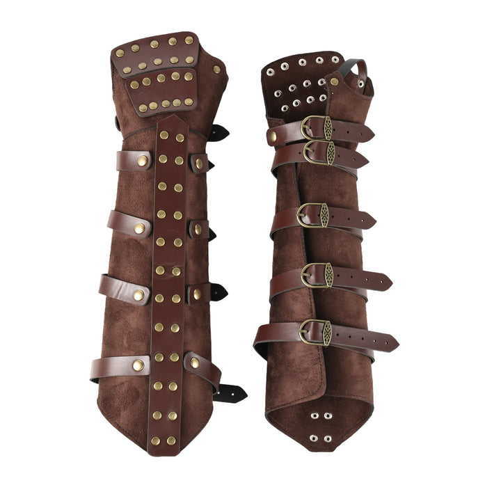 Viking Leather Rivet Arm Guards Steampunk brown