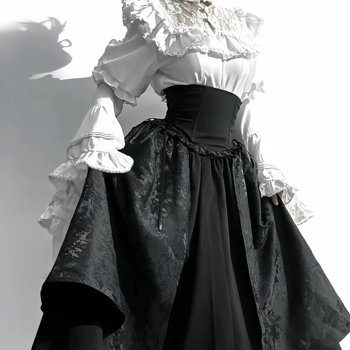 Vintage Black Jacquard Steampunk Skirt quality