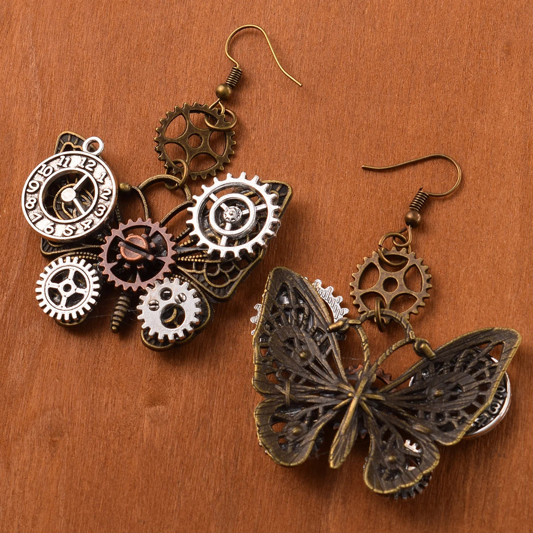 Vintage Butterfly Steampunk Earrings