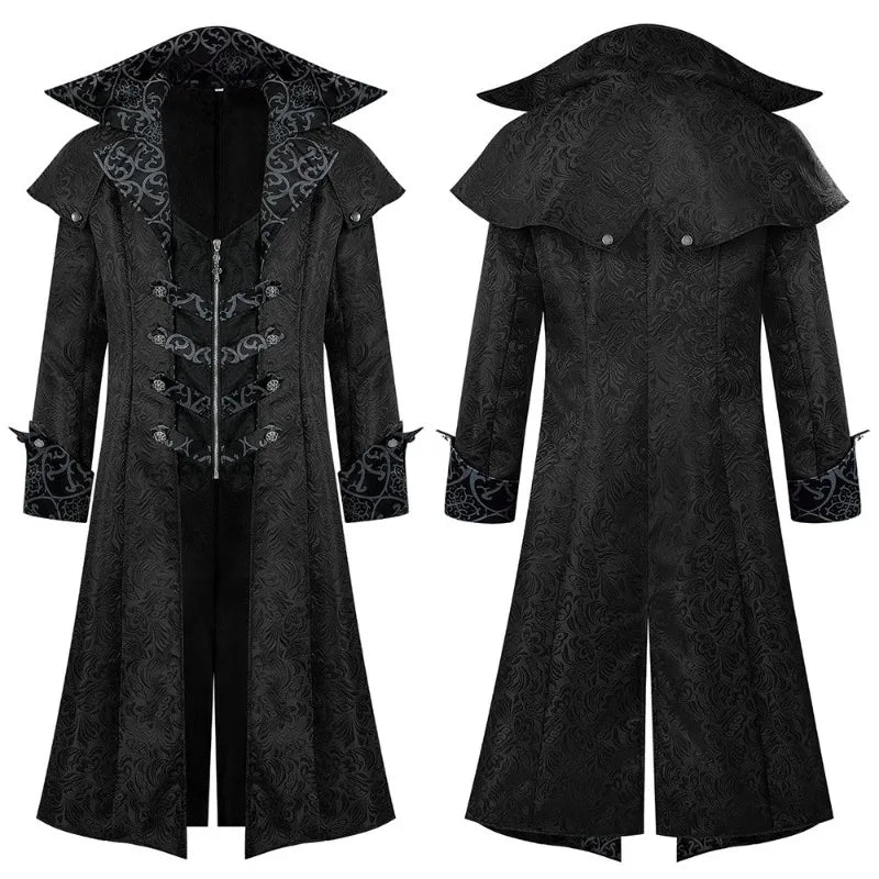 Vintage Medieval Steampunk Costume for Men Black