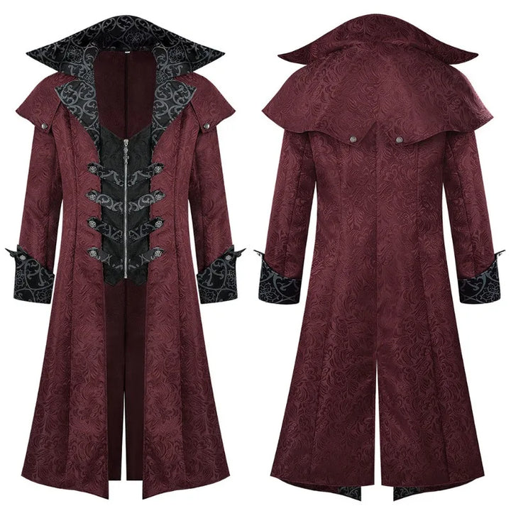 Vintage Medieval Steampunk Costume for Men Red