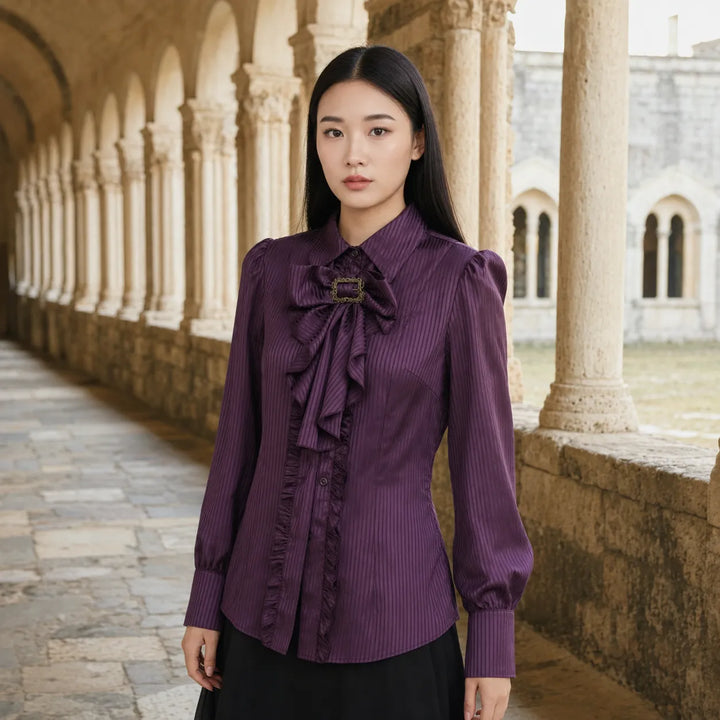 Vintage Medieval Steampunk Shirt With Bow Tie 