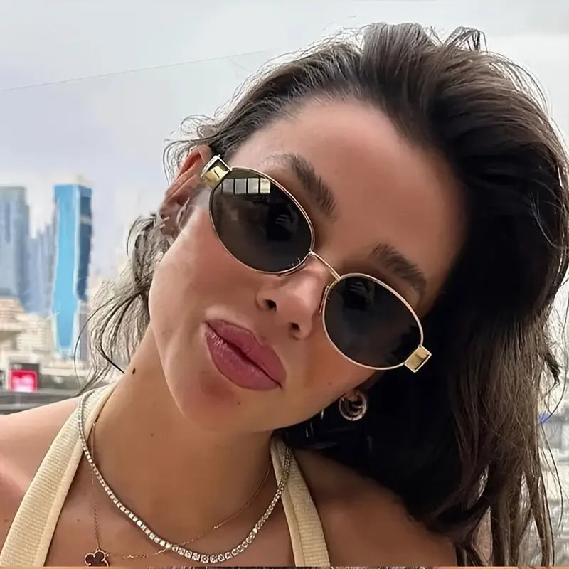 Vintage Oval Steampunk Sunglasses functional
