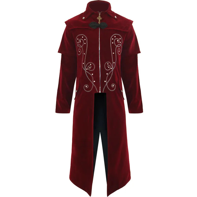 Vintage Pirate Steampunk Coat Red
