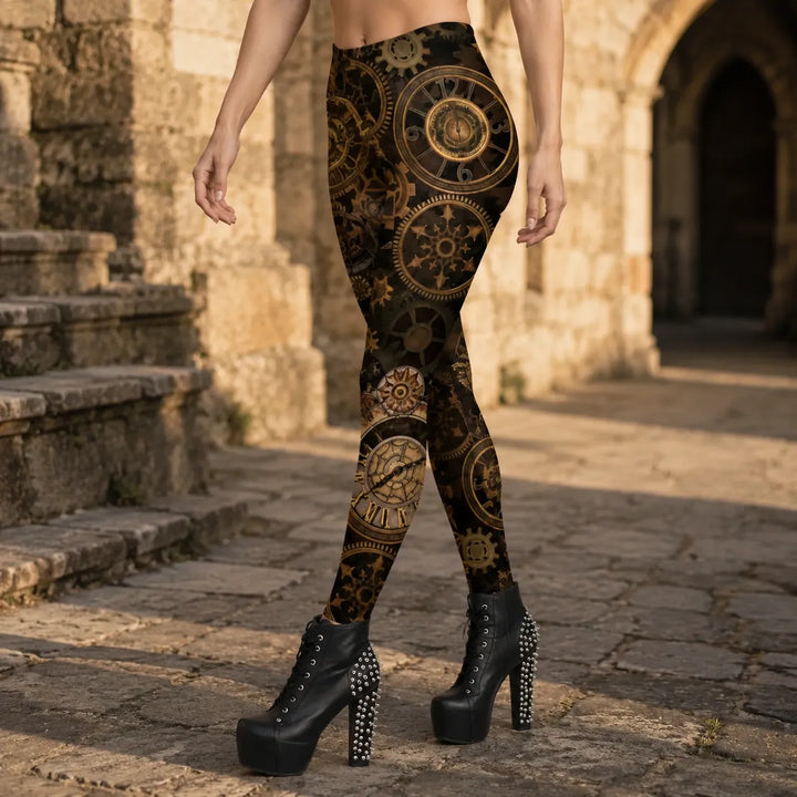 Vintage Print Steampunk Leggings