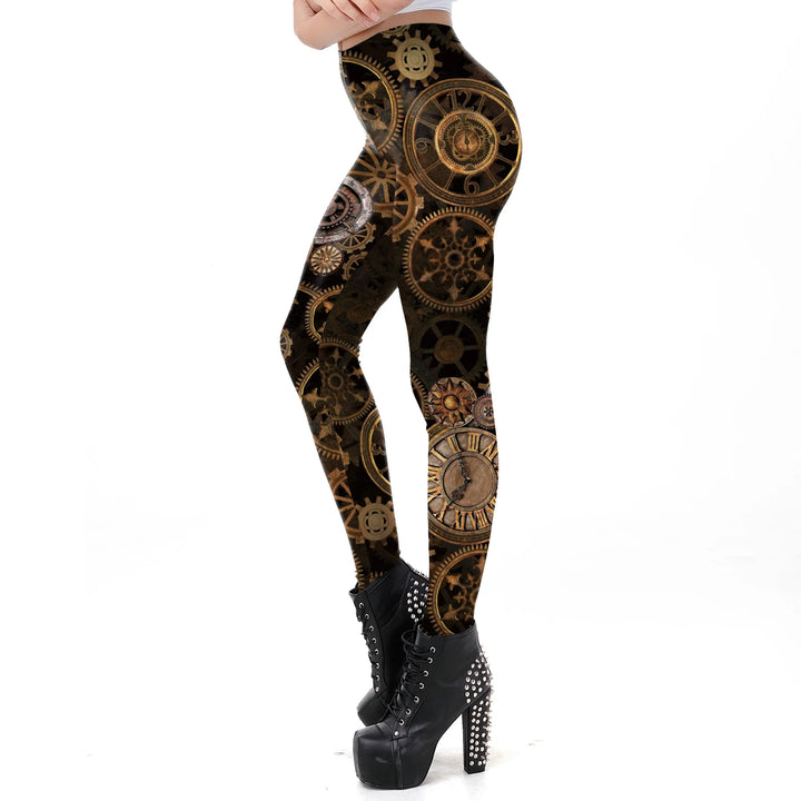 Vintage Print Steampunk Leggings Sexy