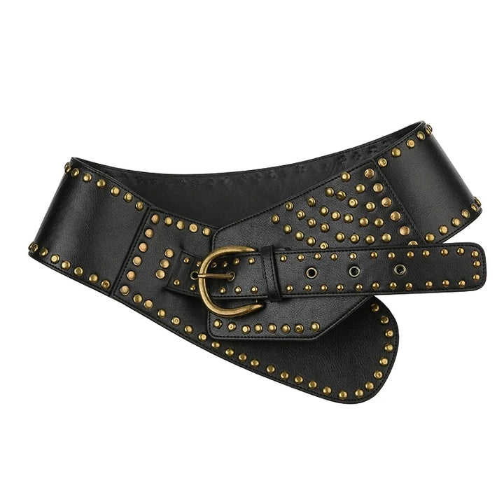 Vintage Riveted Steampunk Belt Black