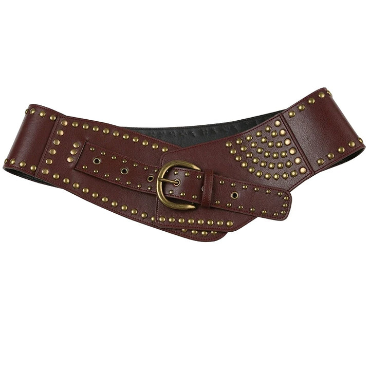 Vintage Riveted Steampunk Belt Brown