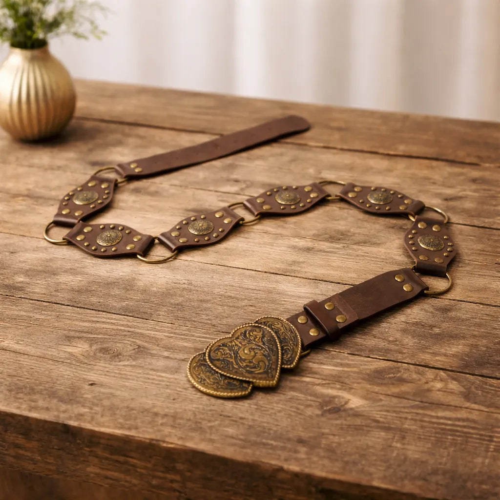Vintage Riveted Steampunk Heart Belt