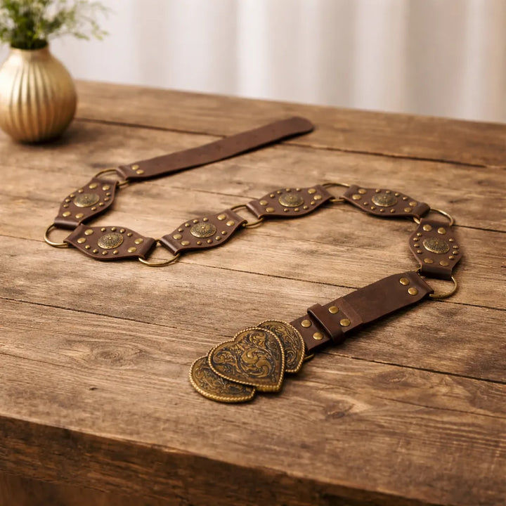 Vintage Riveted Steampunk Heart Belt