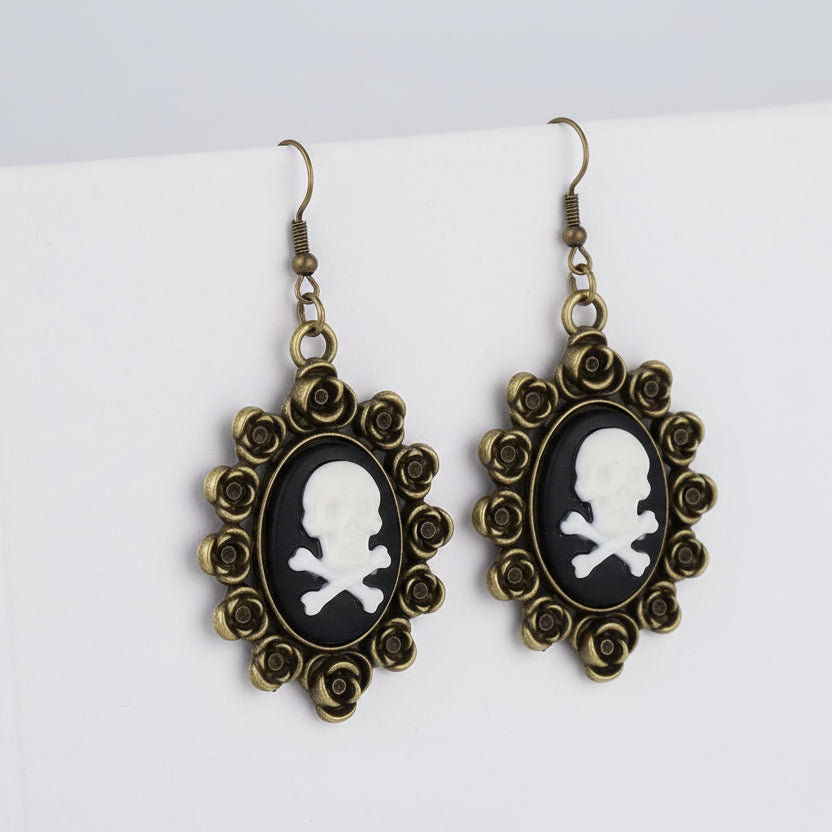 Vintage Skull Steampunk Earrings