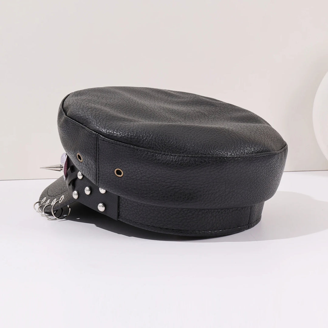 Vintage Steampunk Beret Hat With Buckles – buckle details