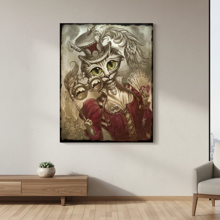Vintage Steampunk Cat Wall Art