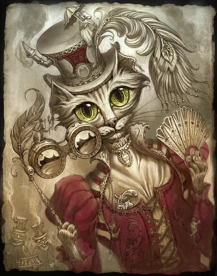 Vintage Steampunk Cat Wall Art fashion