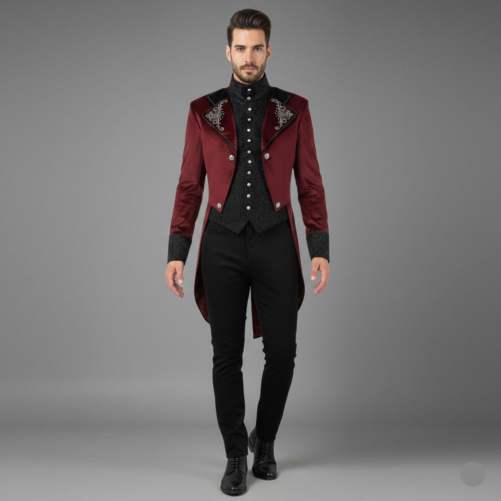 Vintage Steampunk Coat With a Stand-up Collar