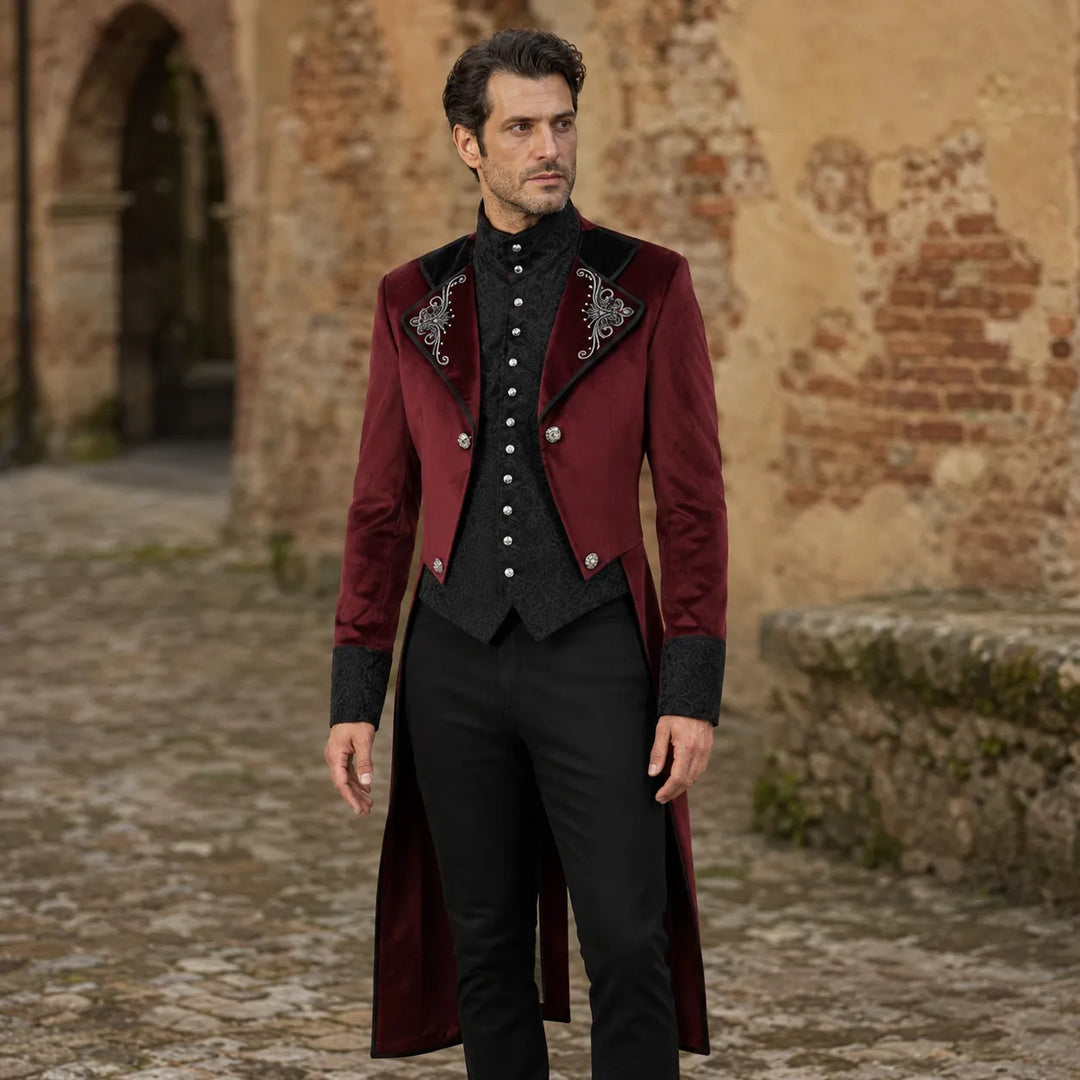 Vintage Steampunk Coat With a Stand-up Collar