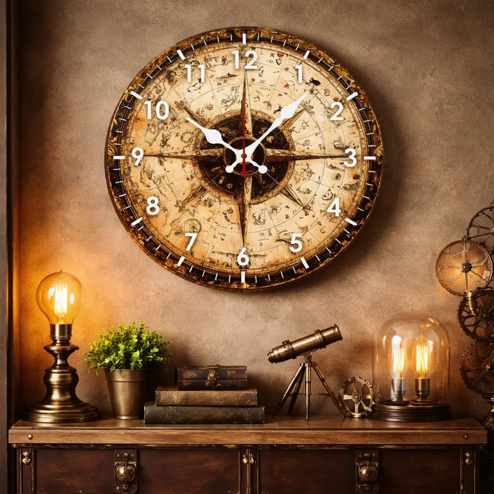 Vintage Steampunk Compass Clock