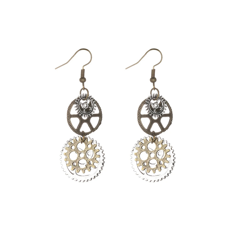 Vintage Steampunk Dangling Gear Earrings Fashion