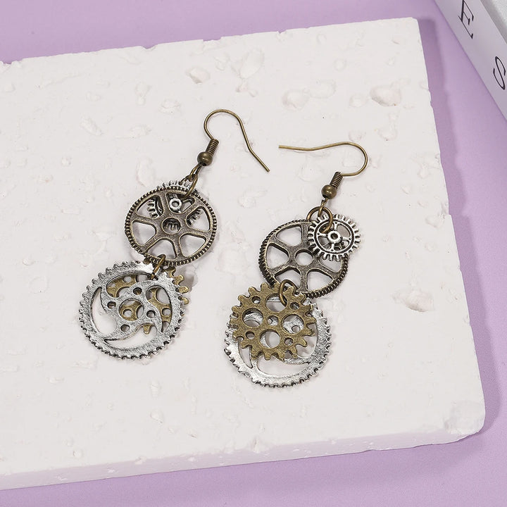 Vintage Steampunk Dangling Gear Earrings Stylish