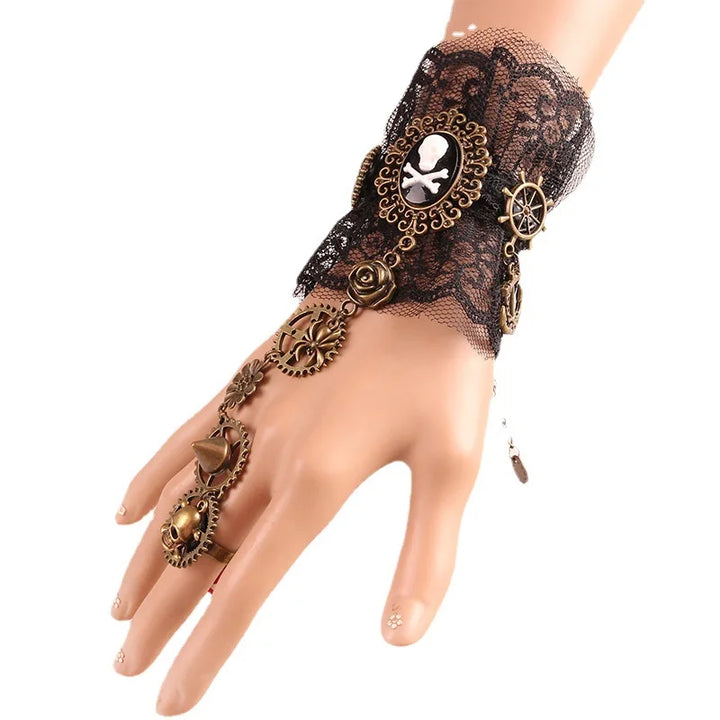 Vintage Steampunk Lace Bracelet With Gears tendance