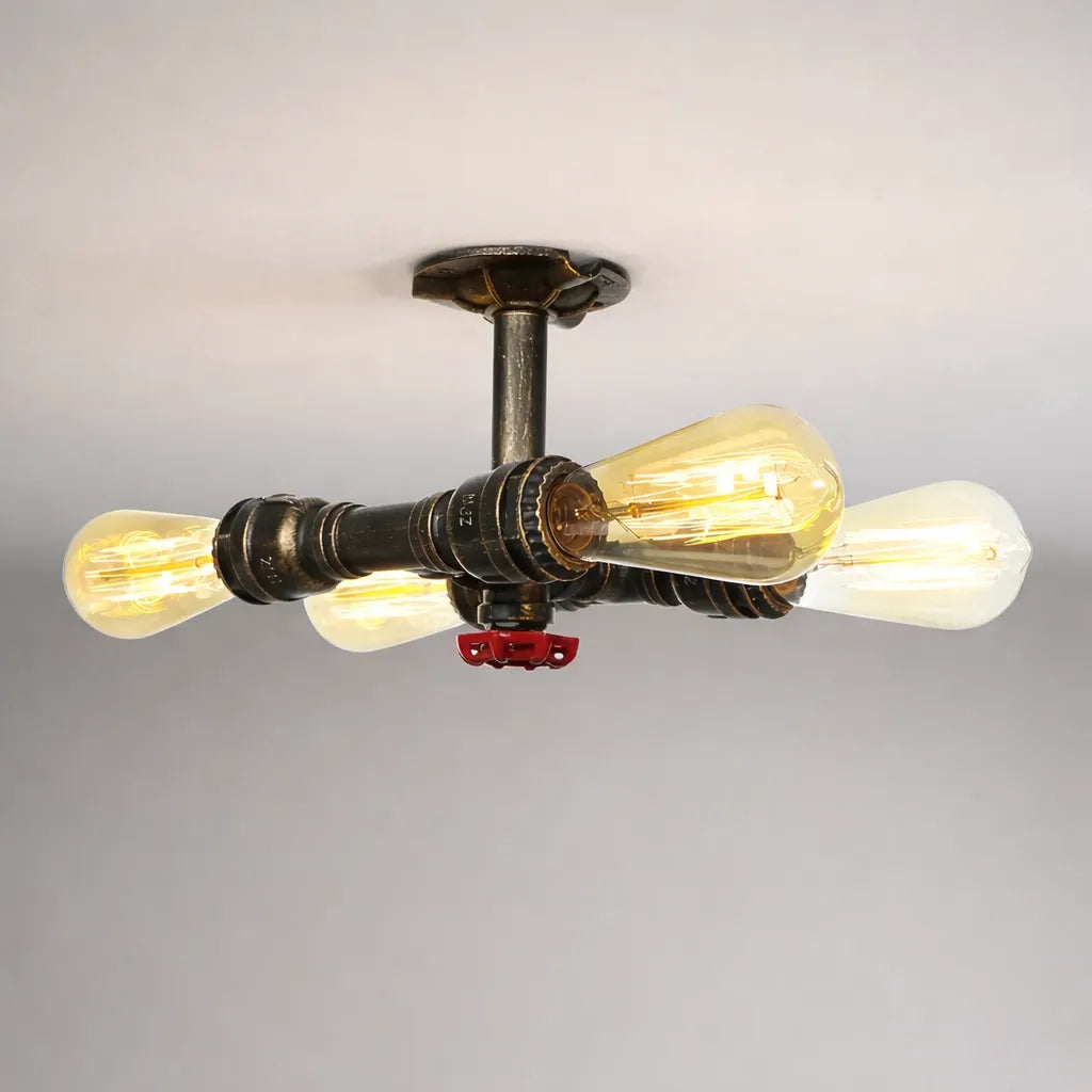 Vintage Steampunk Lamp with 4-head Water Pipe Stylish