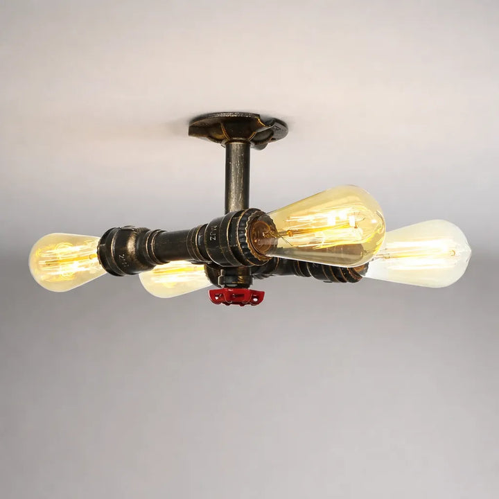 Vintage Steampunk Lamp with 4-head Water Pipe Stylish