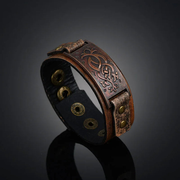 Vintage Steampunk Leather Bracelet With Patterns stylish