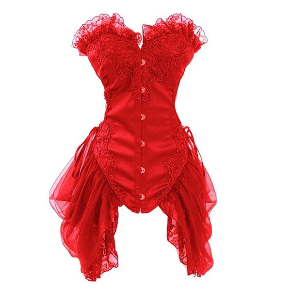 Vintage Steampunk Lingerie with Lace Red