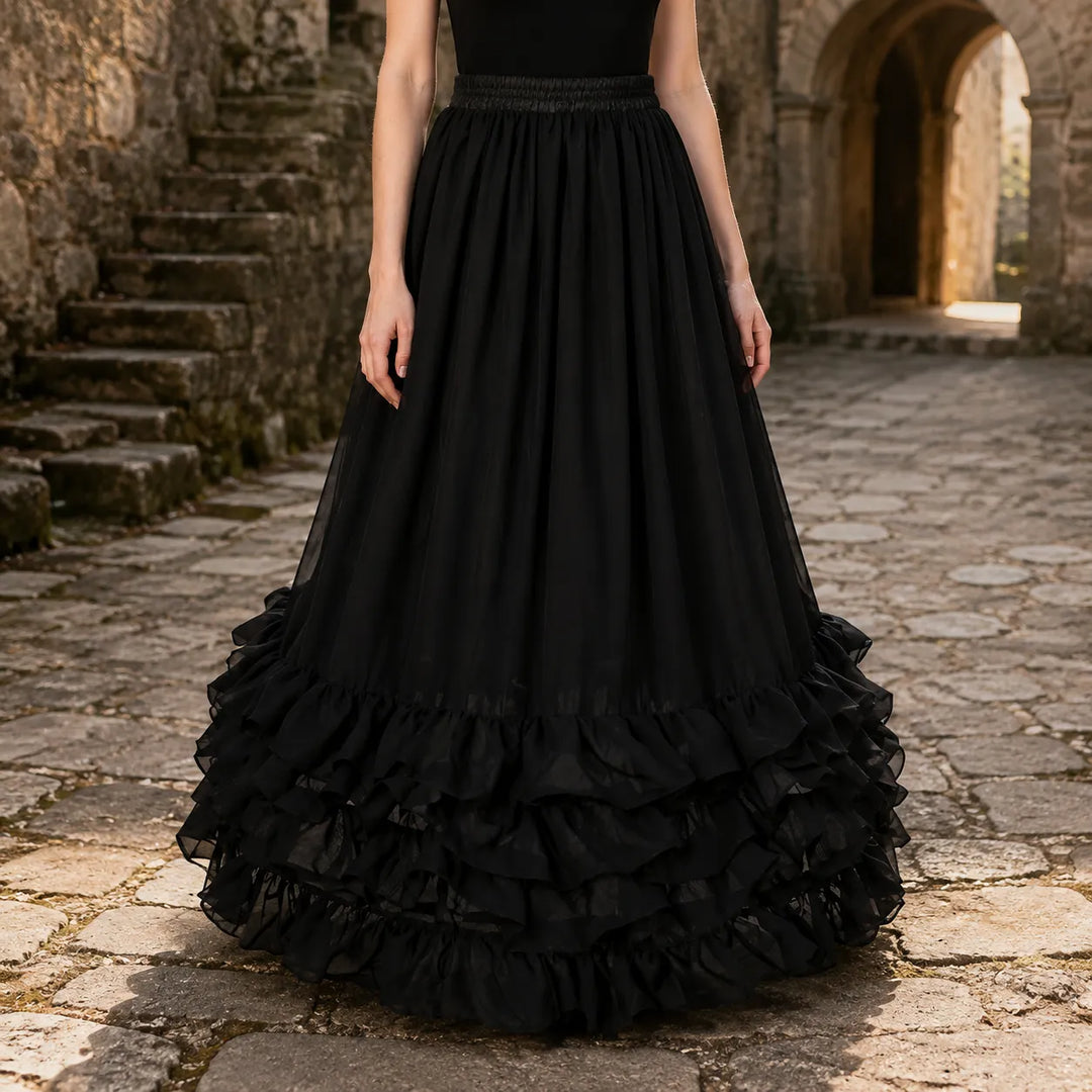 Vintage Steampunk Lolita Ruffled Skirt