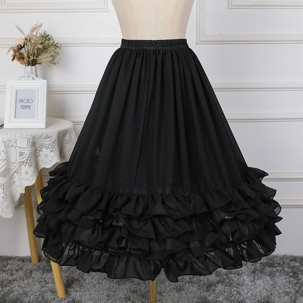 Vintage Steampunk Lolita Ruffled Skirt dramatic