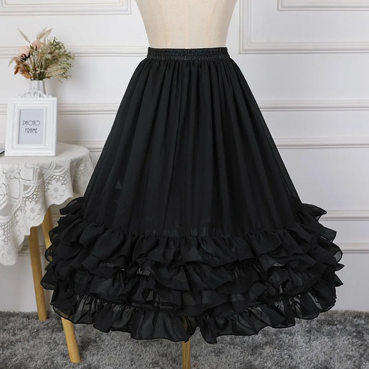 Vintage Steampunk Lolita Ruffled Skirt dramatic