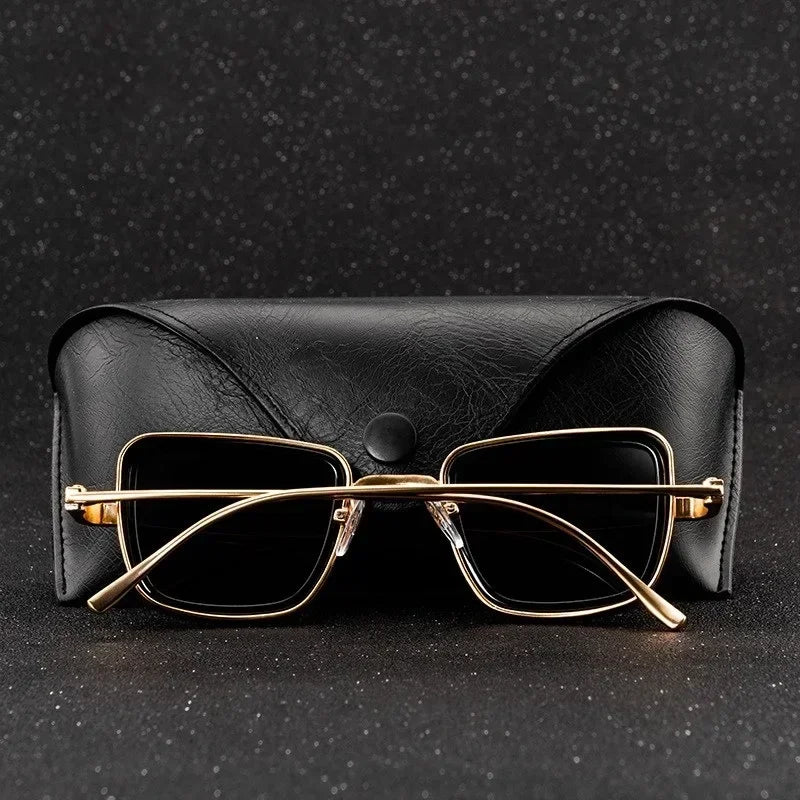 Vintage Steampunk Metal Sunglasses – metallic finish