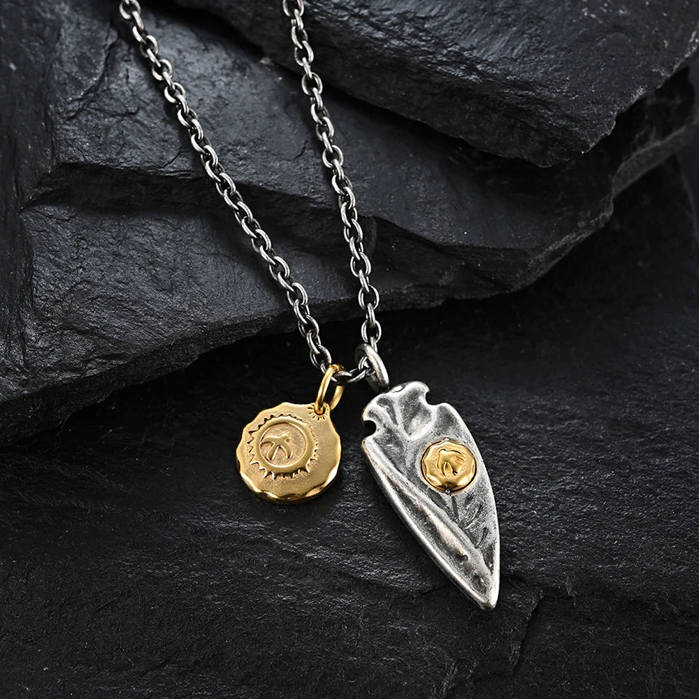 Vintage Steampunk Necklace With Double Pendant