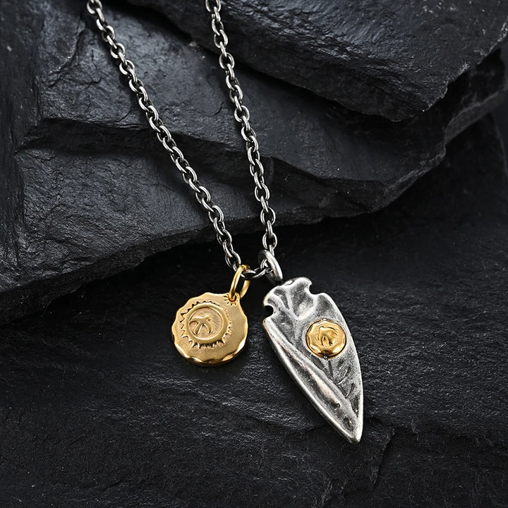 Vintage Steampunk Necklace With Double Pendant