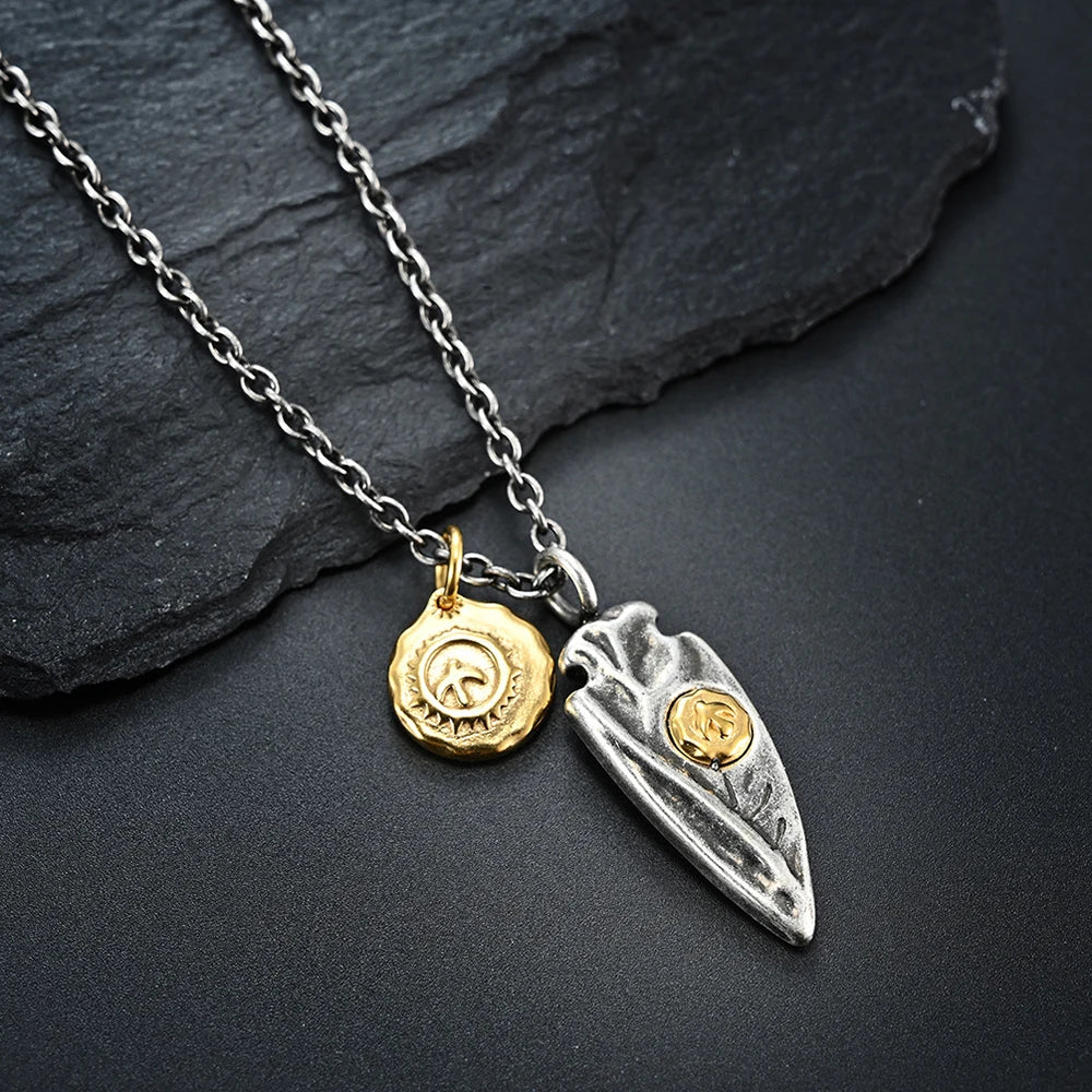 Vintage Steampunk Necklace With Double Pendant elegant