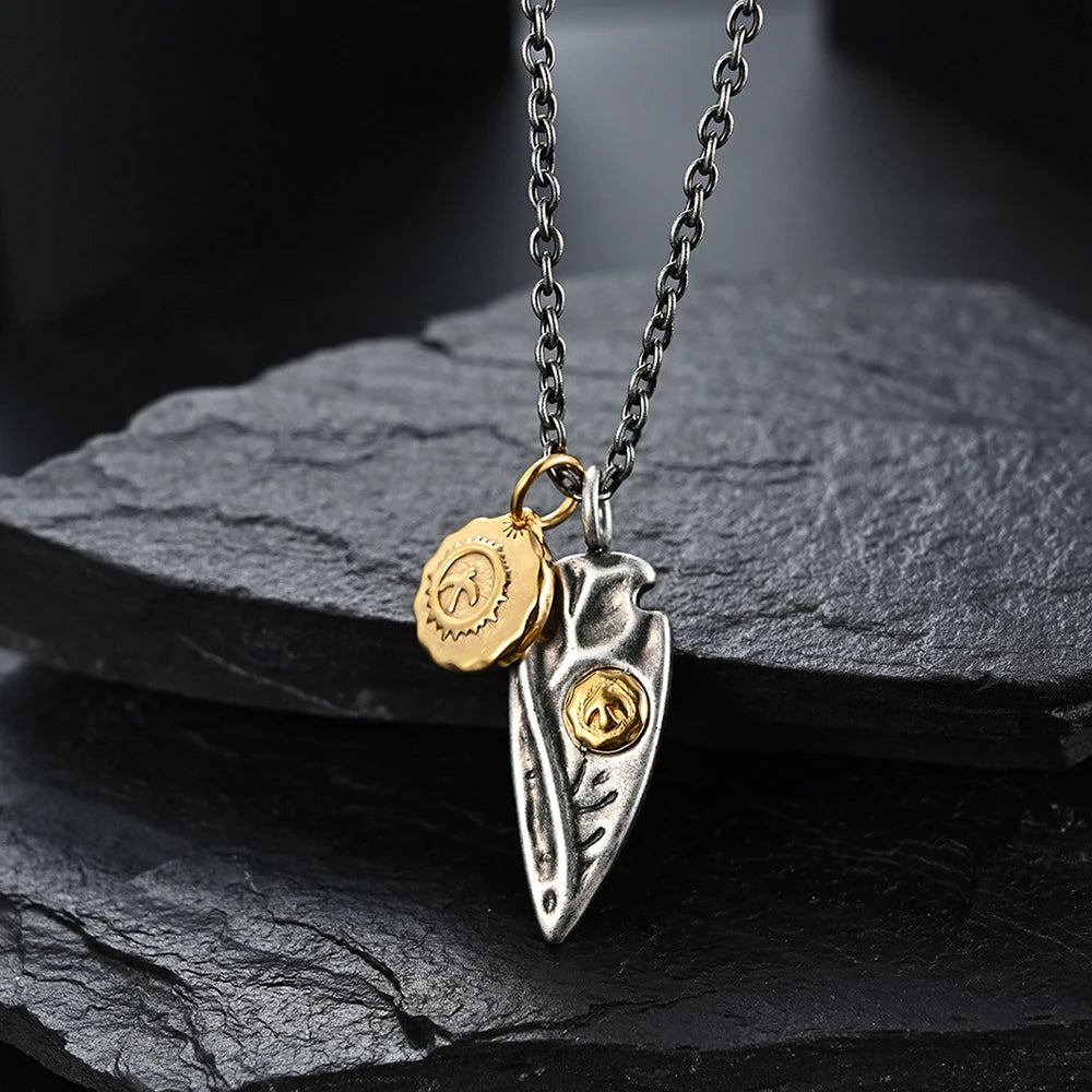 Vintage Steampunk Necklace With Double Pendant tendance