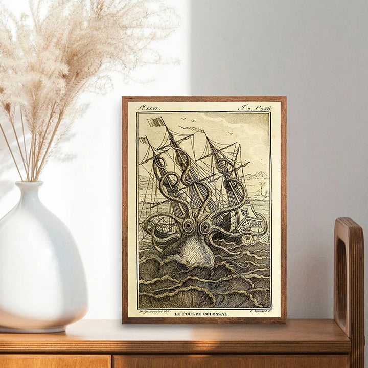 Vintage Steampunk Octopus Wall Art
