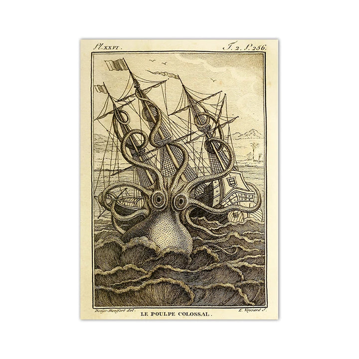 Vintage Steampunk Octopus Wall Art tendance
