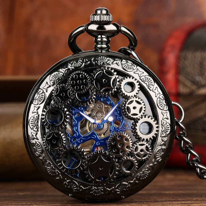 Vintage Steampunk Pocket Watch with Gears – exposed mechanism