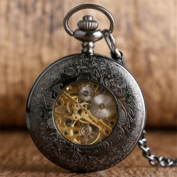 Vintage Steampunk Pocket Watch with Gears – retro aesthetic
