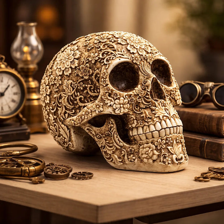 Vintage Steampunk Skull Sculpture