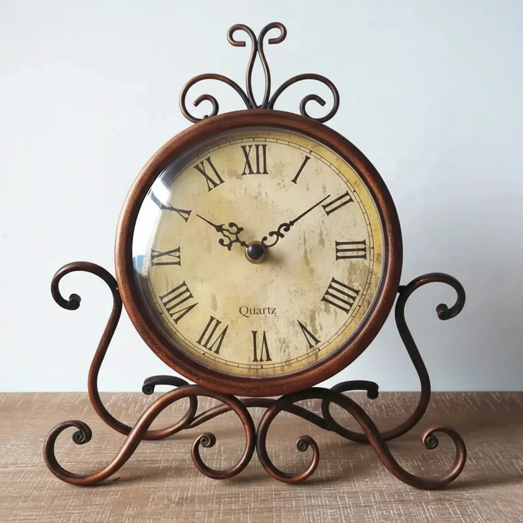 Vintage Steampunk Table Clock Brown