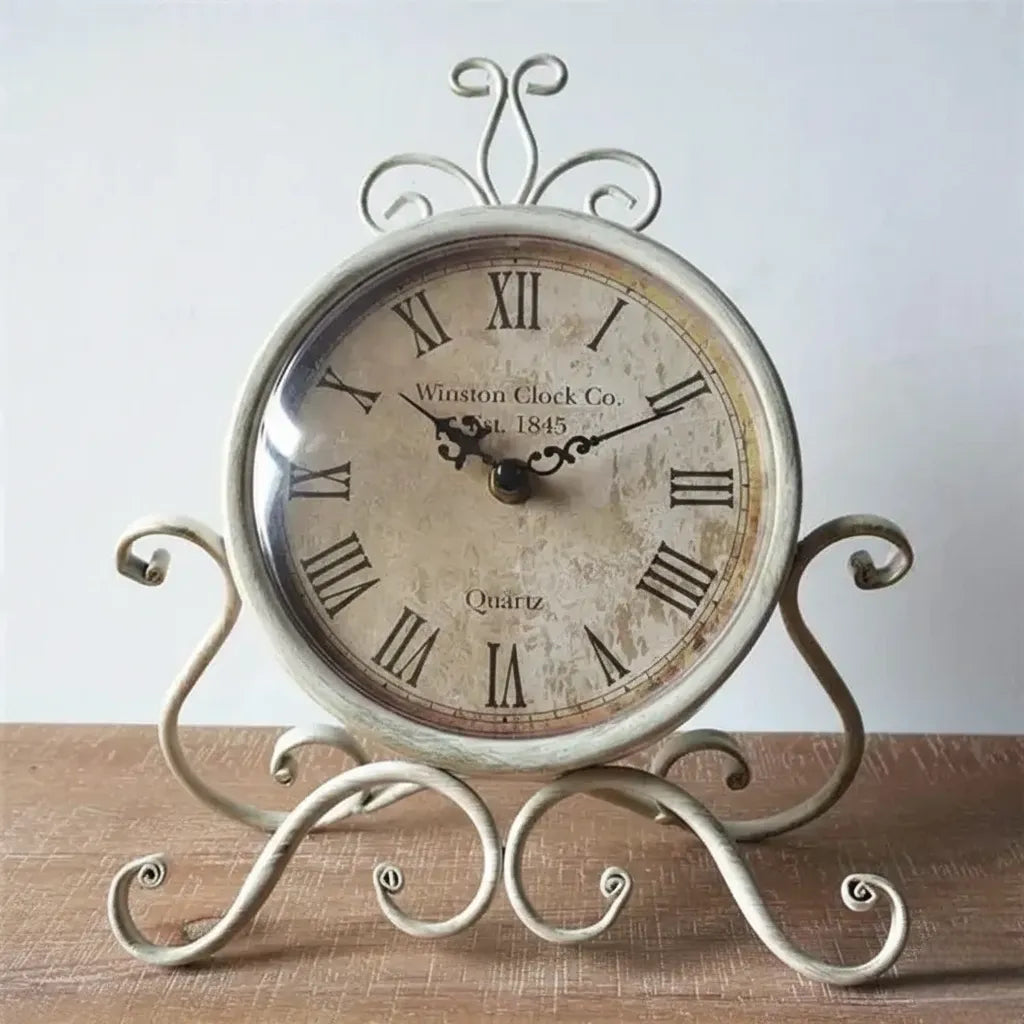 Vintage Steampunk Table Clock White