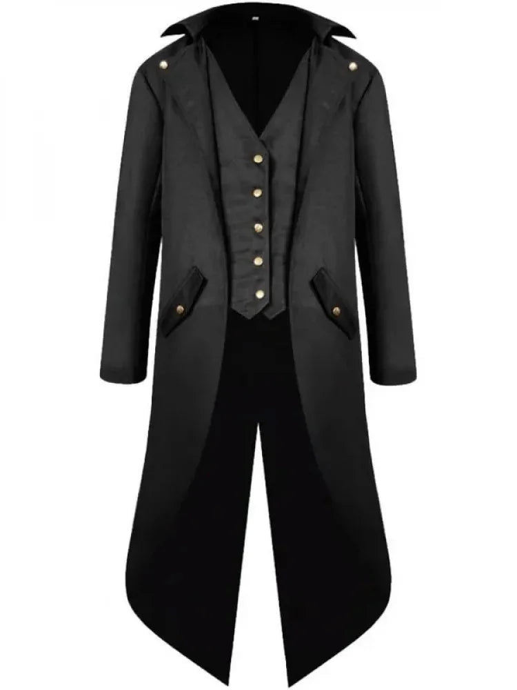 Vintage Steampunk Tail Coat Black