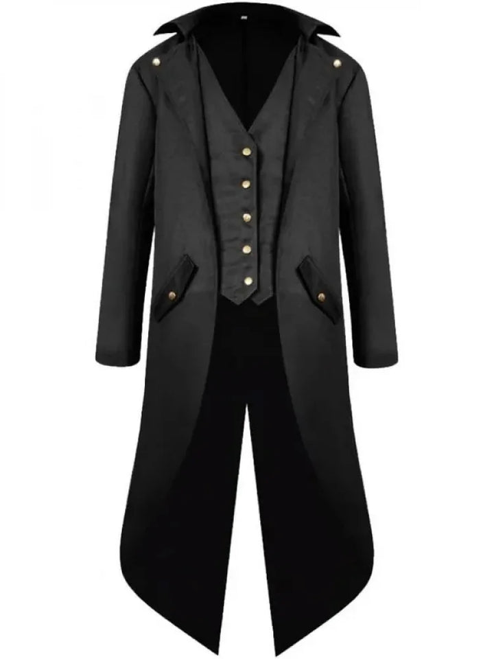 Vintage Steampunk Tail Coat Black
