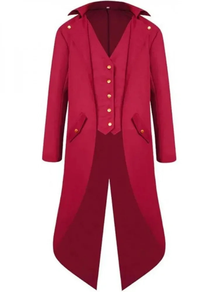 Vintage Steampunk Tail Coat Red